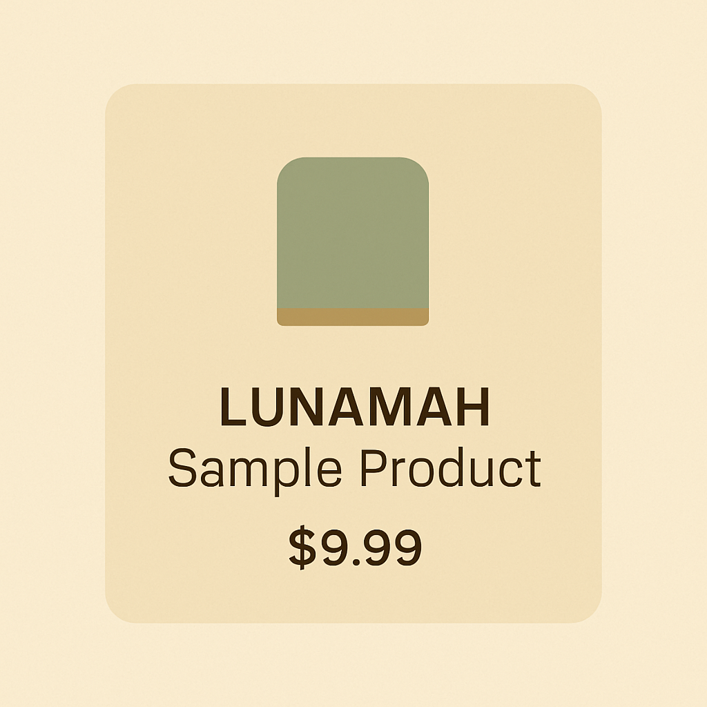 LUNAMAH Sample Product - minimalist demo image on beige background